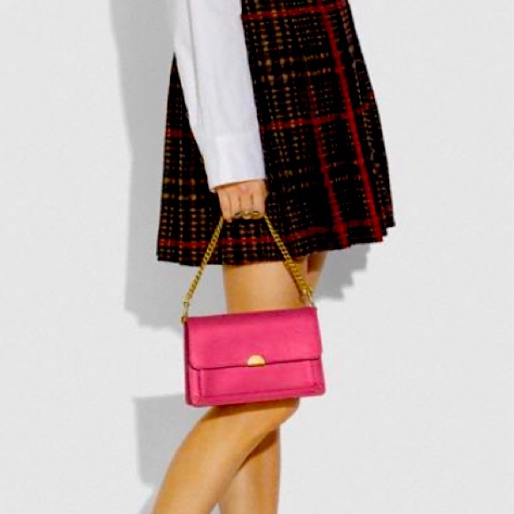 COACH 1941 DREAMER GLOVE TANNED LEATHER CONVERTIBLE CROSSBODY GOLD CHAIN PINK - Picture 5 of 15